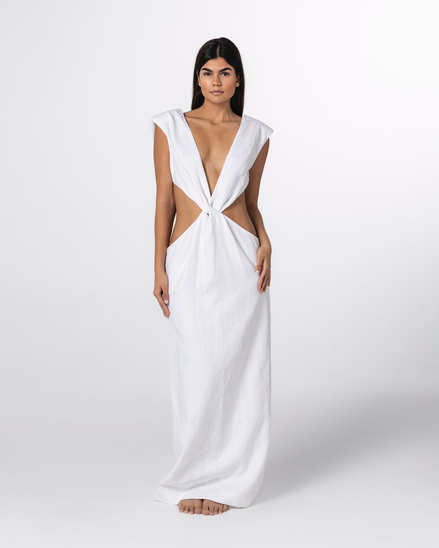 The Knotted Linen Maxi Dress