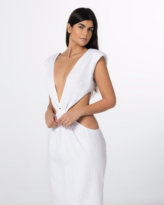 The Knotted Linen Maxi Dress