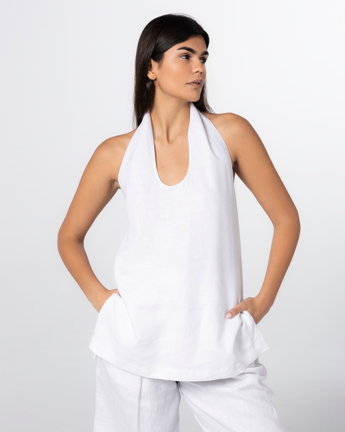 The Linen Halter Top