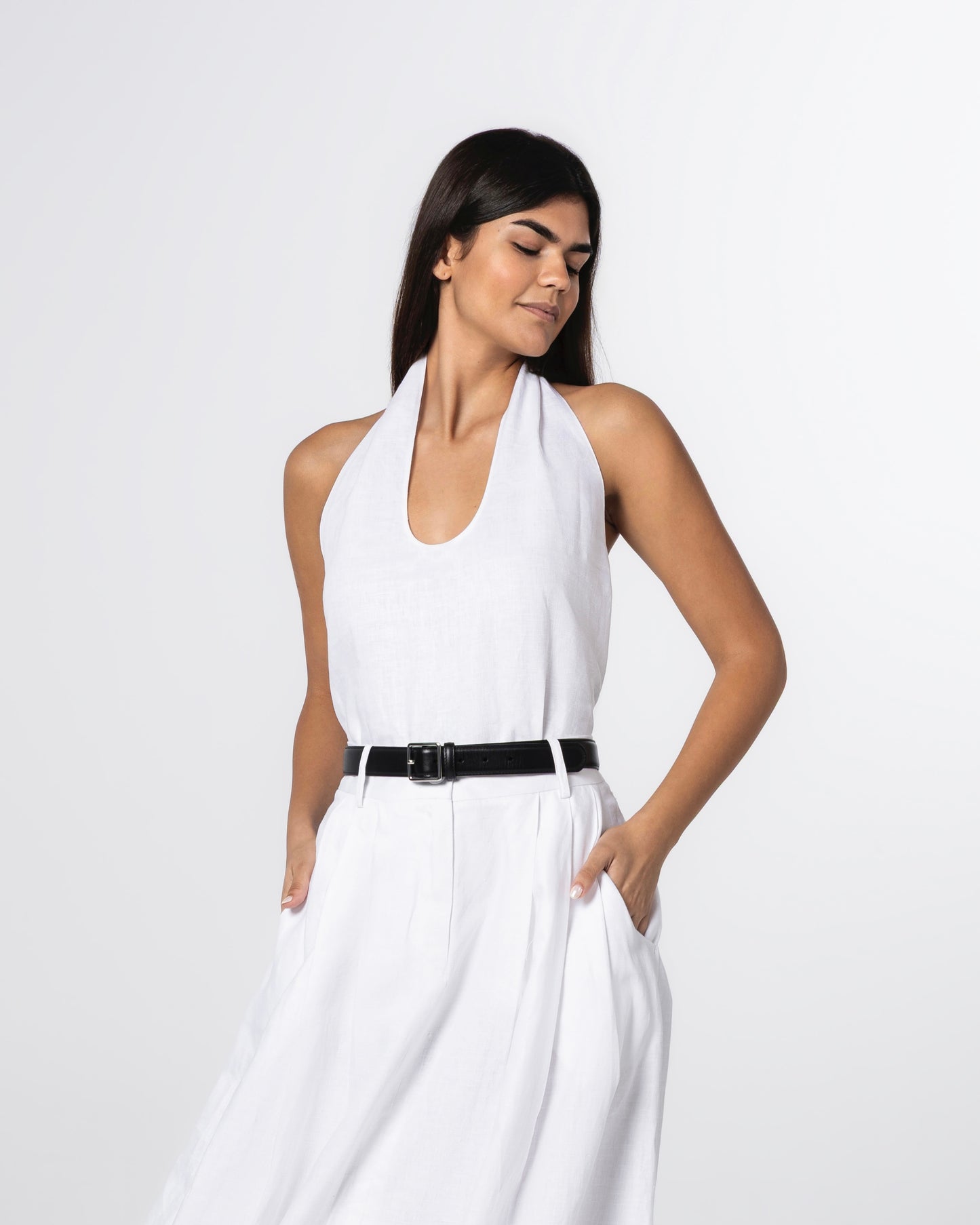 The Linen Halter Top