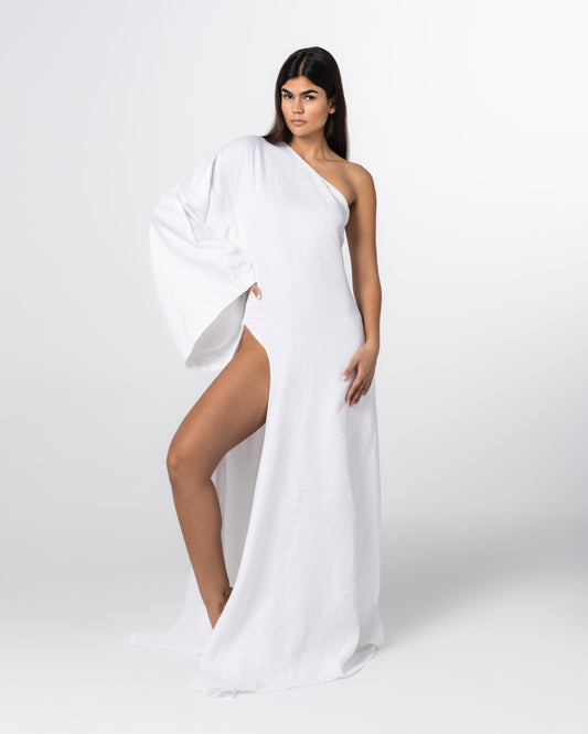 The One-Shoulder Linen Maxi Dress