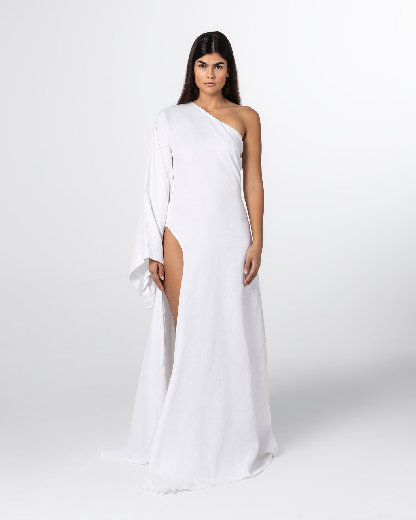 The One-Shoulder Linen Maxi Dress