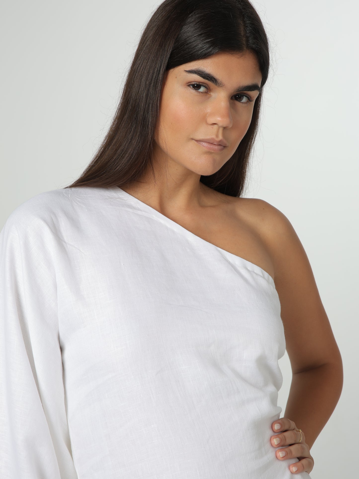 The One-Shoulder Linen Maxi Dress