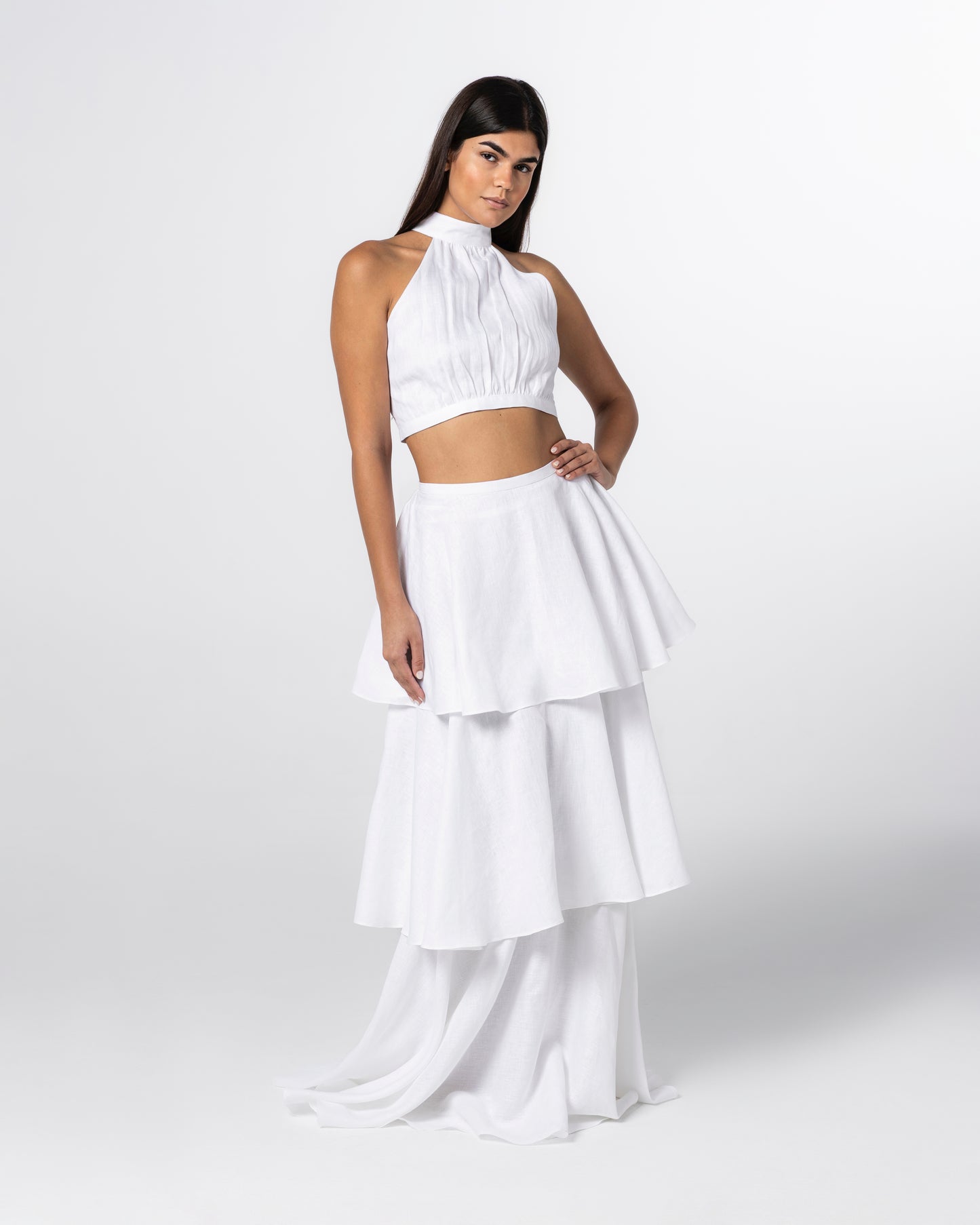 The Tiered Linen Maxi Skirt Set