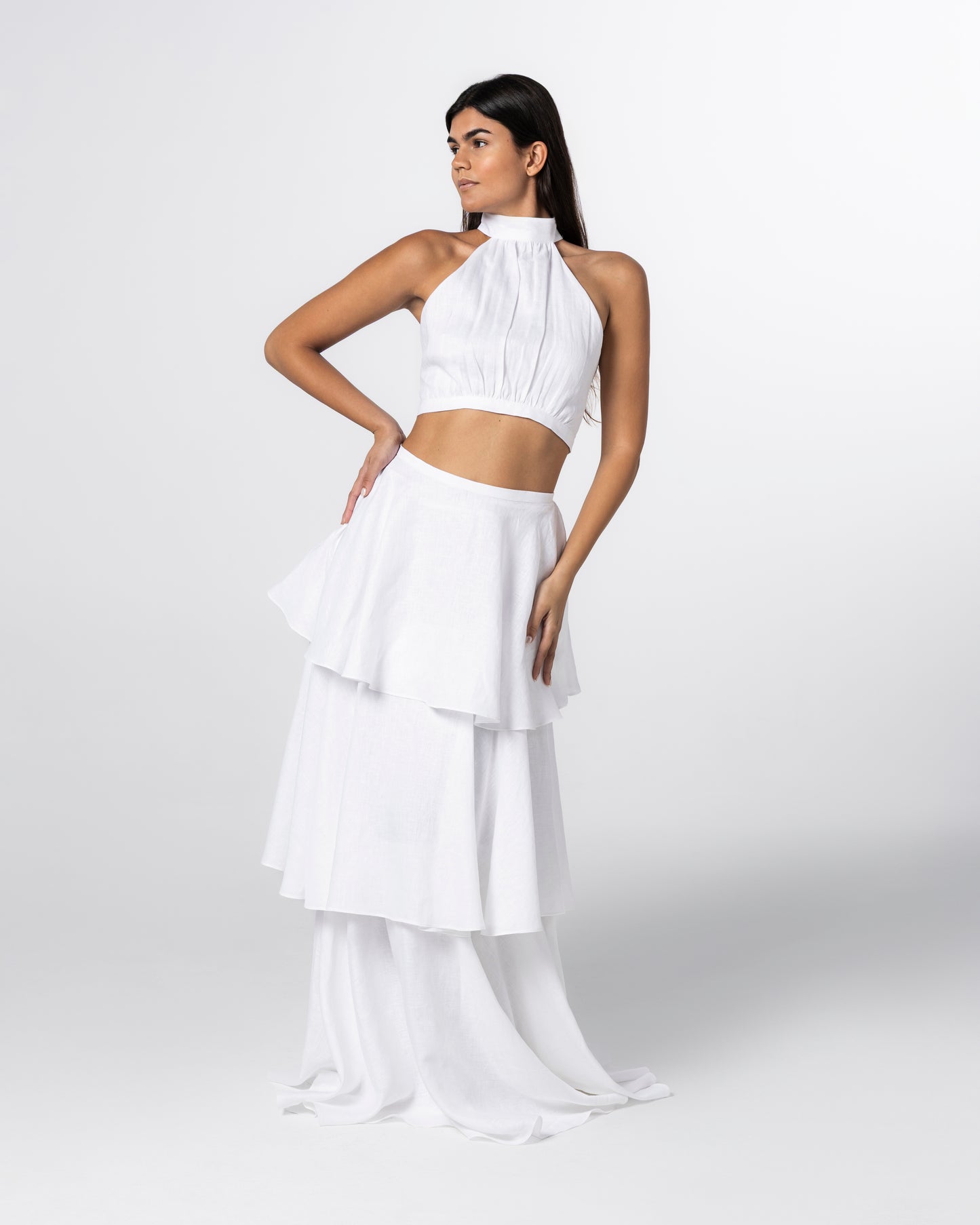 The Tiered Linen Maxi Skirt Set