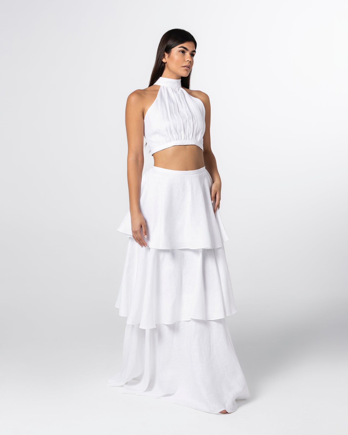 The Tiered Linen Maxi Skirt Set