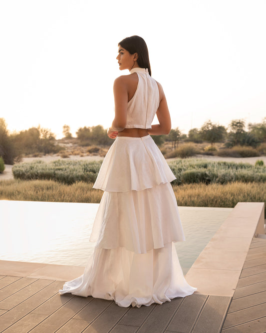 The Tiered Linen Maxi Skirt Set