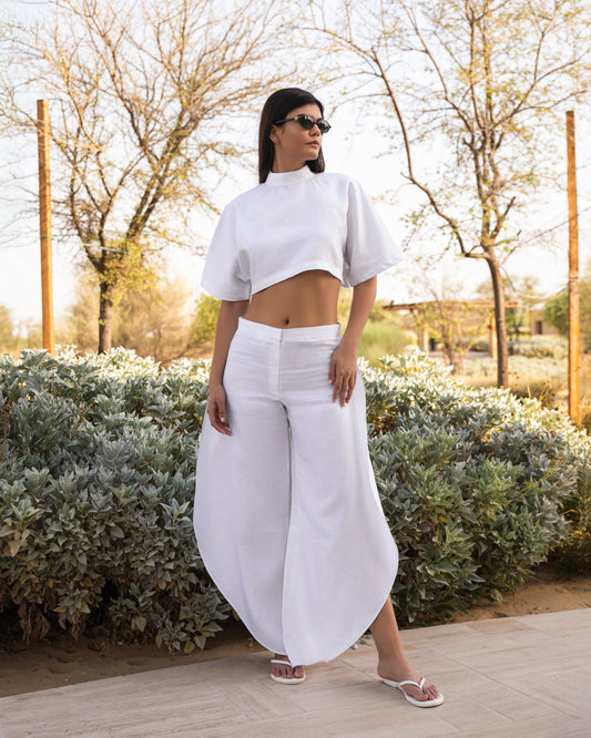 The High Neck Linen Crop