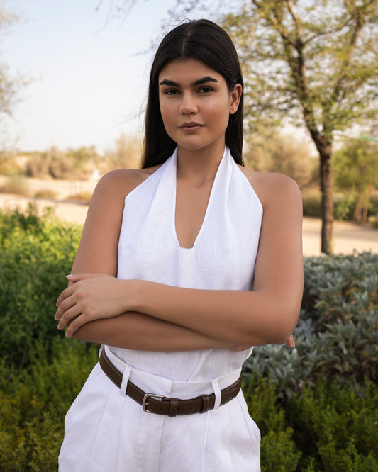 The Linen Halter Top