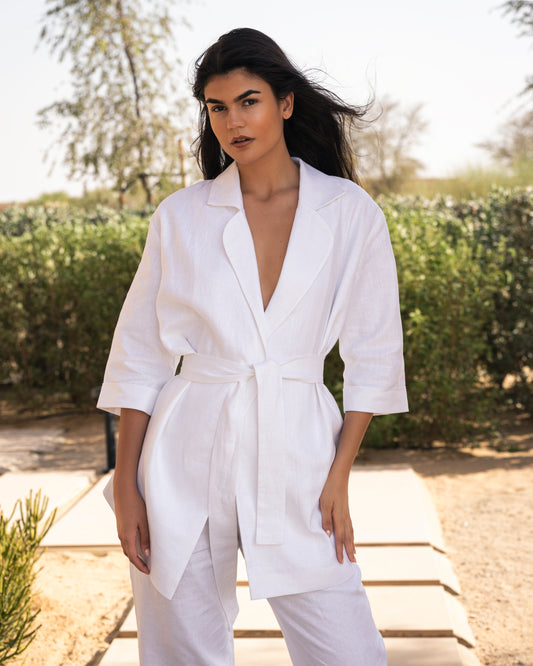 The Linen Wrap Jacket & Trouser Set