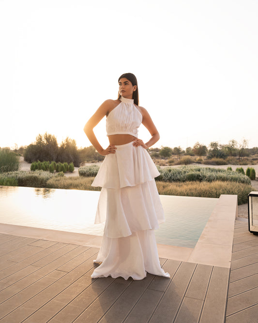 The Tiered Linen Maxi Skirt Set
